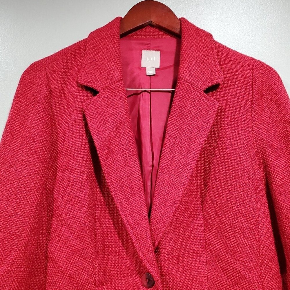J Jill Womens Blazer Size Small Career Red 2-Button Jacket Pockets Wool Blend - Picture 4 of 14